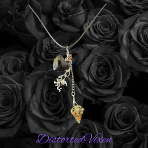 Obsidian Heart Necklace • Dalmatian Jasper Pendulum • Dragon Charm Jewelry